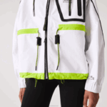 Lacoste blusão de náilon mulheres branco amarelo ug5 88BL2621 - Image 7