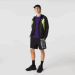 Lacoste blusão esportivo embalável homens preto amarelo 60r 88BL1254 - Image 2