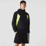 Lacoste blusão esportivo embalável homens preto amarelo 60r 88BL1254