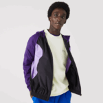Lacoste blusão esportivo embalável homens preto roxo 6kb 88BL1255 - Image 2