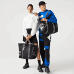 Lacoste bolsa de fim de semana dobrável com estampa contrastante mulheres preto branco 279 88BL2839