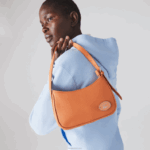 Lacoste bolsa de ombro em couro granulado com placa de metal mulheres poterie k20 88BL2855