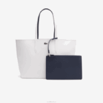 Lacoste bolsa tote bicolor reversível anna mulheres farine blue nuit l44 88BL2776
