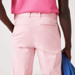 Lacoste calça chino reta de algodão orgânico vivo homens rosa 7sy 88BL1635 - Image 7