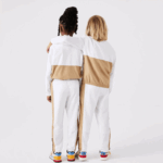 Lacoste calça de faixa contrastante crianças branco bege wn5 88BL3224 - Image 3