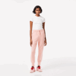 Lacoste calça de malha de algodão mulheres rosa kf9 88BL2403