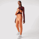 Lacoste calça de malha de algodão mulheres wwc laranja 88BL2405