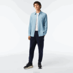 Lacoste calça de moletom de ajuste cônico homens azul marinho 166 88BL348