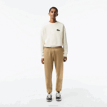 Lacoste calça de moletom de ajuste cônico homens bege cb8 88BL350
