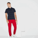 Lacoste calça de moletom de tênis de lã esportiva homens vermelho 240 88BL986