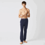 Lacoste calça de pijama de jérsei com cós tricolor homens azul marinho 166 88BL1402