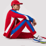 Lacoste calça esportiva de tênis resistente a corrida homens vermelho azul branco w50 88BL992
