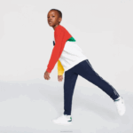 Lacoste calça leve esportiva encanada Rapazes azul marinho branco 525 88BL3211