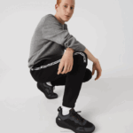 Lacoste calças de bandas impressas homens preto 031 88BL1459