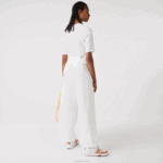 Lacoste calças de gabardine de algodão mulheres branco 70v 88BL2653 - Image 3