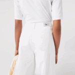 Lacoste calças de gabardine de algodão mulheres branco 70v 88BL2653 - Image 6
