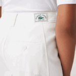Lacoste calças de gabardine de algodão mulheres branco 70v 88BL2653 - Image 7