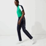 Lacoste calças de golfe elásticas leves esportivas homens azul marinho branco 525 88BL1640