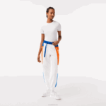Lacoste calças de treino colorblock distintivo mulheres branco azul laranja azul rlm 88BL2553