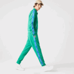 Lacoste calças de treino com bandas de contraste de herança homens verde hd2 88BL1068