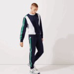 Lacoste calças de treino de bandas de marca esportiva homens azul marinho branco verde fx3 88BL1121