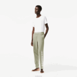 Lacoste calças de trilha de perna de marca homens verde caqui g21 88BL545