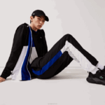 Lacoste calças esportivas de bandas colorblock homens preto azul branco preto aru 88BL1129