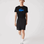 Lacoste calções desportivos ultraleves homens preto branco 258 88BL1410