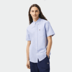 Lacoste camisa de algodão oxford de ajuste regular homens hbp azul 88BL1527