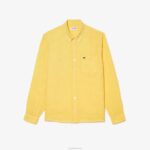 Lacoste camisa de linho homens amarelo 107 88BL471