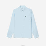 Lacoste camisa de linho homens azul claro t01 88BL468 - Image 4