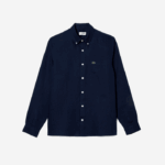 Lacoste camisa de linho homens azul marinho 166 88BL497