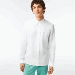 Lacoste camisa de linho homens branco 001 88BL469
