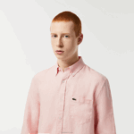 Lacoste camisa de linho homens rosa claro t03 88BL470 - Image 2