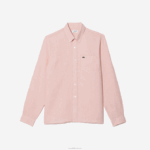 Lacoste camisa de linho homens rosa claro t03 88BL470 - Image 4