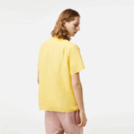 Lacoste camisa de linho manga curta homens amarelo 107 88BL496 - Image 3