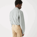 Lacoste camisa de popeline de algodão de ajuste regular homens branco verde 737 88BL1486 - Image 3