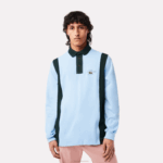 Lacoste camisa de rugby manga longa de algodão orgânico homens azul verde fl3 88BL544