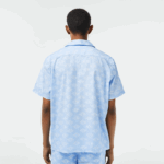 Lacoste camisa manga curta estampa monograma homens azul branco fv2 88BL508 - Image 3