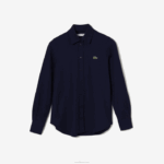 Lacoste camisa piquê de algodão gola francesa mulheres azul marinho 166 88BL2649 - Image 5