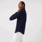 Lacoste camisa piquê de algodão gola francesa mulheres azul marinho 166 88BL2649 - Image 6