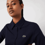 Lacoste camisa piquê de algodão gola francesa mulheres azul marinho 166 88BL2649 - Image 8
