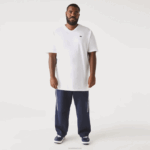 Lacoste camisa polo de algodão com decote em v canelado regular fit (tamanho grande) homens branco 001 88BL707 - Image 2