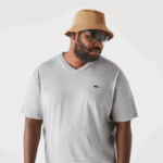Lacoste camisa polo de algodão com decote em v canelado regular fit (tamanho grande) homens chine cinza cca 88BL765 - Image 2