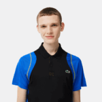 Lacoste camisa pólo de poliéster reciclado de tênis homens preto azul amarelo xis 88BL85 - Image 2
