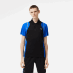 Lacoste camisa pólo de poliéster reciclado de tênis homens preto azul amarelo xis 88BL85