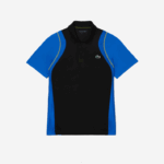 Lacoste camisa pólo de poliéster reciclado de tênis homens preto azul amarelo xis 88BL85 - Image 4