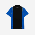 Lacoste camisa pólo de poliéster reciclado de tênis homens preto azul amarelo xis 88BL85 - Image 5