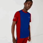 Lacoste camiseta bicolor resistente respirável esportiva homens azul vermelho branco vpa 88BL901