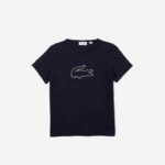 Lacoste camiseta de algodão com gola careca crocodilo garotas azul marinho 166 88BL3175